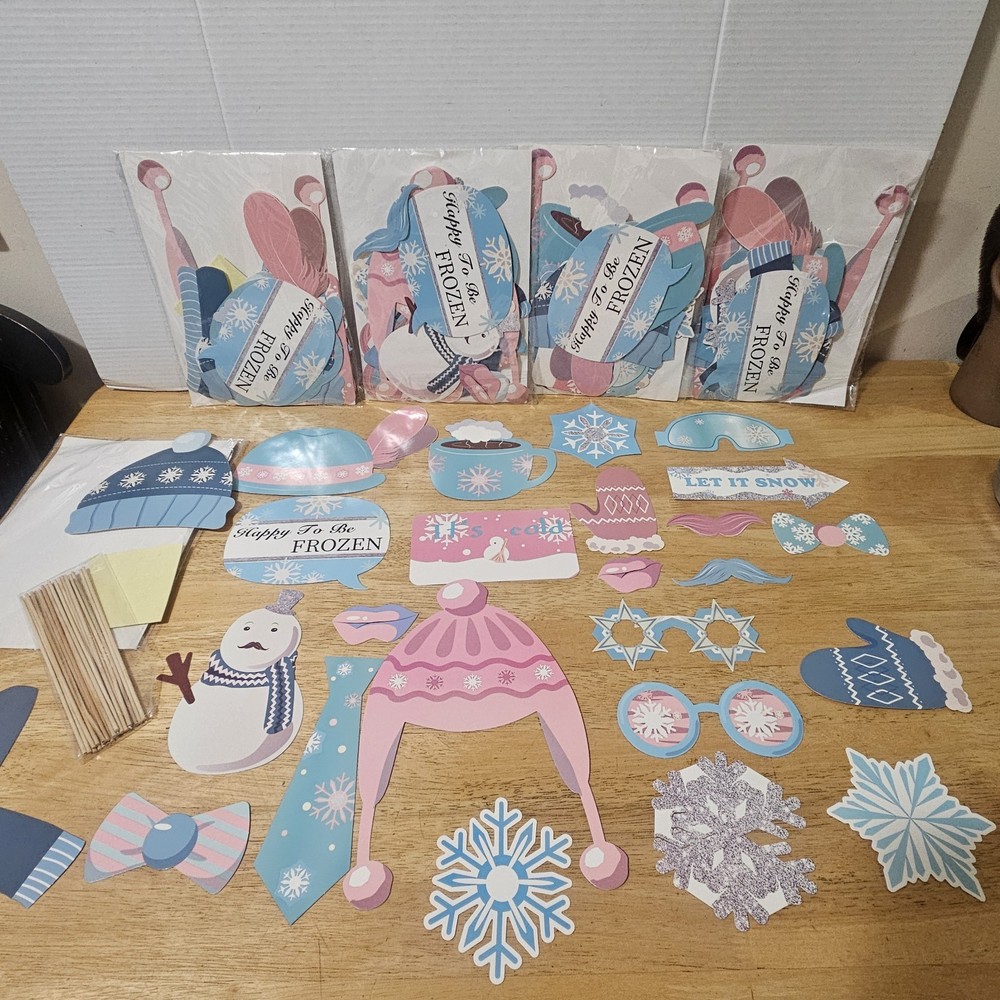 5 Pkgs NEW Winter Themed Snow Holiday Party Photo Props -Selfie/Group Pictures
