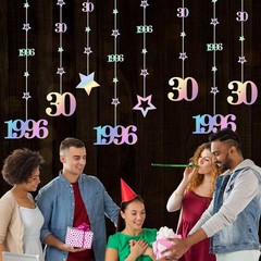 Iridescent 30th Decorations for Him Her, Pre-Strung Glitter Twinkle Number Vi…