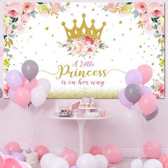 Baby Shower Backdrop 6×3.6 ft Little Princess Baby Shower Party Decorations f…