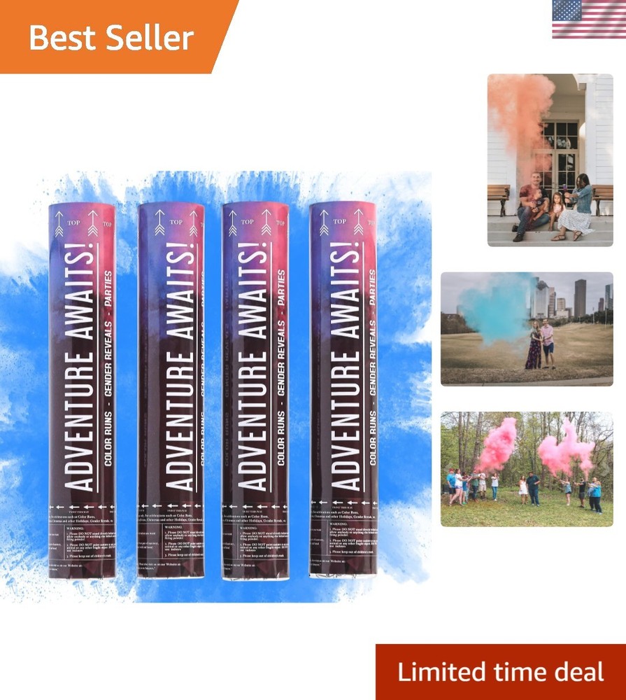 Outdoor Baby Gender Reveal Fun: 4-Pack Party Poppers with Biodegradable Powder!