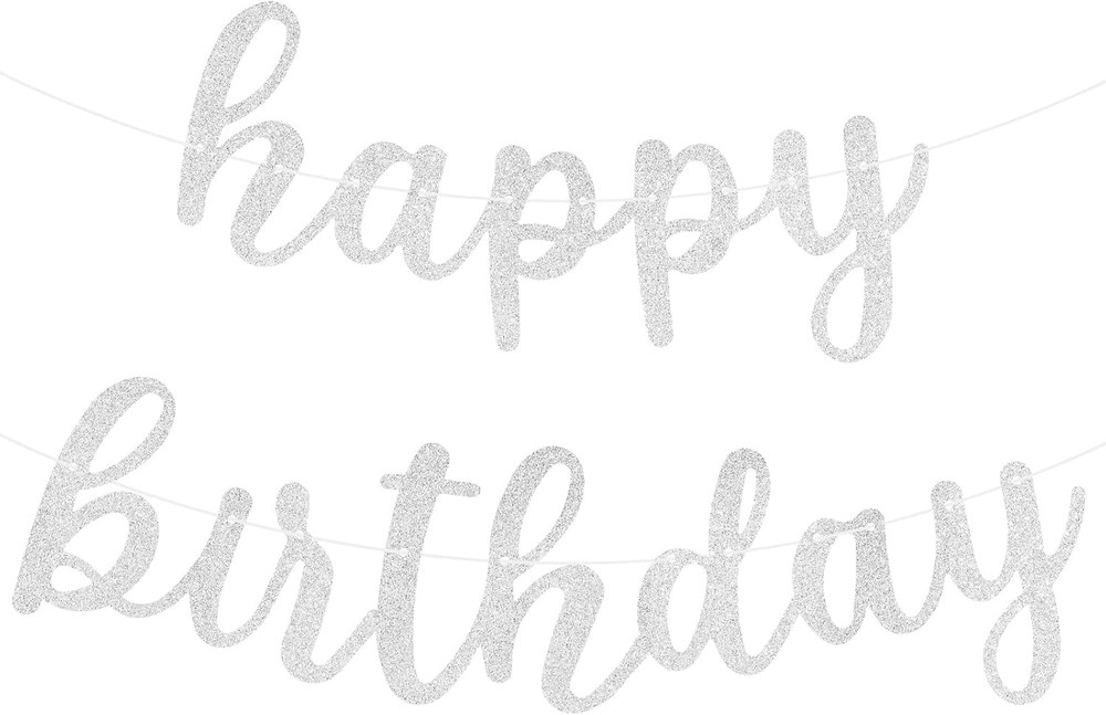 Glitter Happy Birthday Banner Sign Wall Door Banners for Women Men Boys Girls Bi