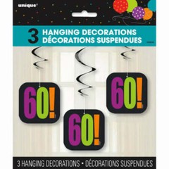 Birthday Cheer 60th Birthday Hanging Decorations, 3pk 26″