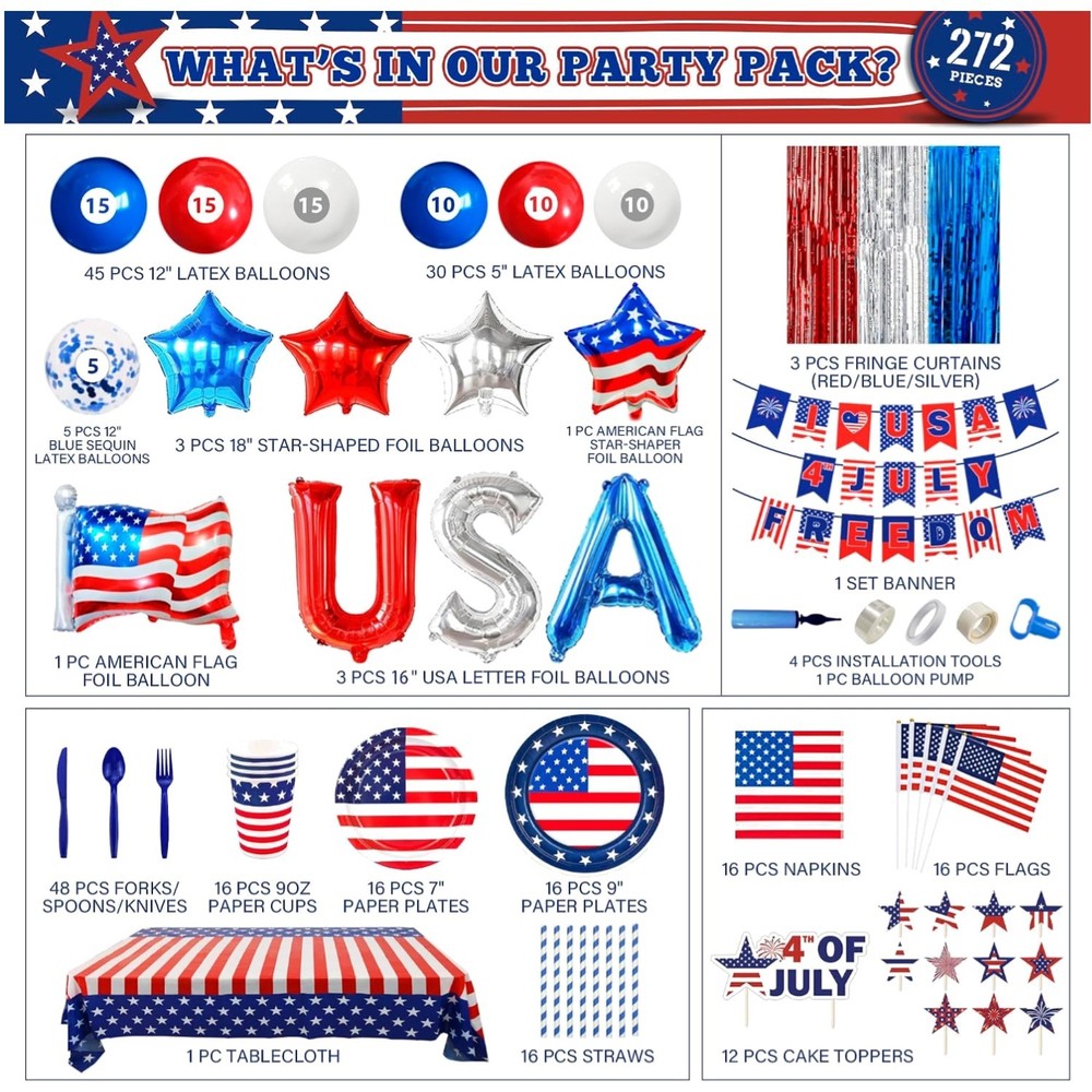 Vibrant Balloon Assortment for Independence Day