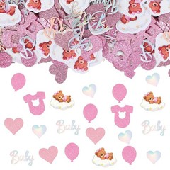 200 PCS Pink Bear Baby Shower Confetti Gender Reveal Table Party Decor