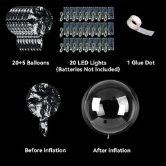 20 Pack Led Balloons Light Up with Warm White Lights, 20 Pcs Transparent Ball…