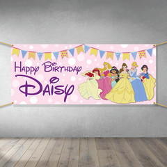 Princess Themed custom Birthday party banner vinyl – Decorations Sign Disney