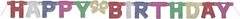 Glittery Happy Birthday Bow Jointed Banner, 12 Ft Jewel Colors