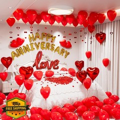 Adeyoo Red Gold Anniversary Balloons Banner