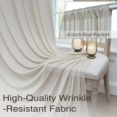 10x10ft Wrinkle Beige Backdrop Curtains for Parties, 2 Panels 5x10ft Silky