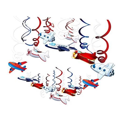 30Pack Airplane Hanging Swirls Fly Flight Ceiling Streamer Birthday Party