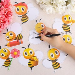90Pcs 5In Bee Paper Cutouts with 180Pcs Glue Points,Bee Cut Outs Bulletin Boa…