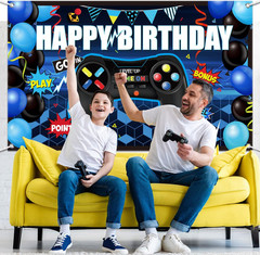 Video Game Happy Birthday Backdrop Game on Birthday Banner Level