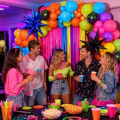 Neon Balloon Arch Kit, 122Pcs Bright Orange Green Blue Hot Pink Yellow Purple…