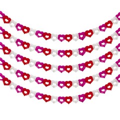 Red and Light Pink Heart Garland – 5 Strings, 10 Feet, Felt Material, Heart Shap