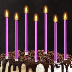 30 Pcs Long Birthday Candles – Candles, Cake Tall Purple