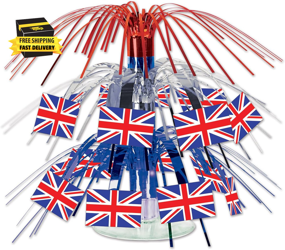British Flag Mini Cascade Centerpiece, 7.5 Inch, Red/Blue/White ⭐️⭐️⭐️⭐️⭐️