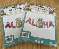 2 LUAU Beach Hawaiian Pineapple Party Decoration ALOHA Mylar Ballon BANNER