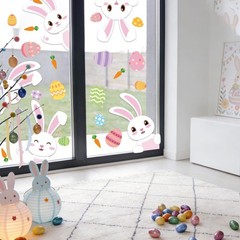 8 Sheets Easter Bunny Window Clings Double-Sided Cartoon Bunny Rabbit Egg Window