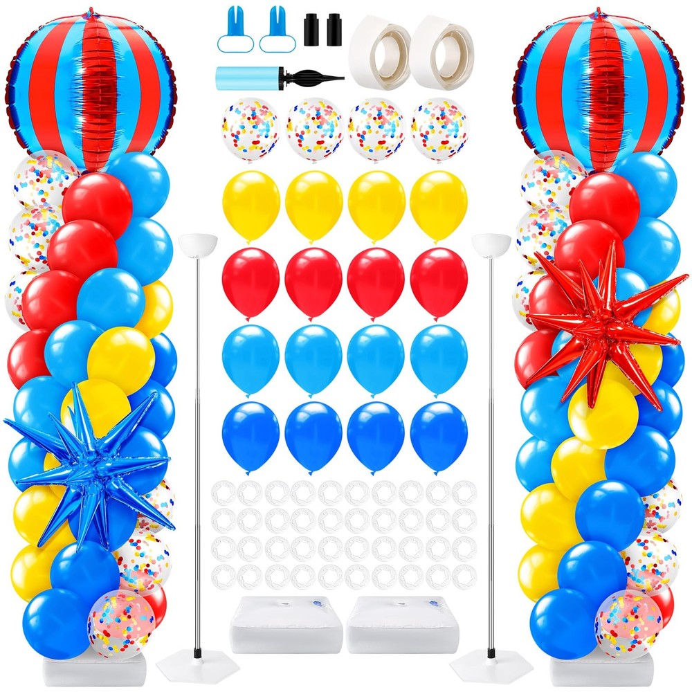 2 Sets Carnival Balloon Column Stand Kit Circus Theme Birthday Party Supplies…