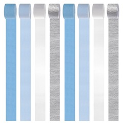 Light-Dusty Blue White-Silver Party-Decorations Streamers – 8 Rolls Graduatio…