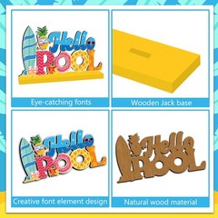 4 PCS Pool Party Decorations Wood Table Centerpieces Hawaii Tropic Summer