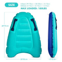 Inflatable Surf Body Board with Handles, Lightweight Swimming Floating Surfbo…