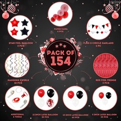 154-Piece Red and Black Decorations Set – Ideal for Elegant Celebrations