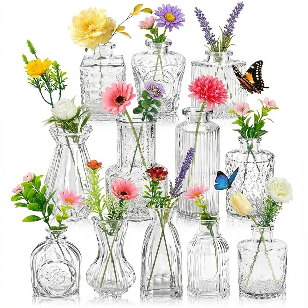36 Pcs Artificial Flowers Table Centerpiece with Vases Colorful Wildflower Ce…