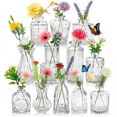 36 Pcs Artificial Flowers Table Centerpiece with Vases Colorful Wildflower Ce…