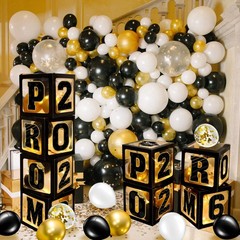 Graduation Prom Party Decorations Class of 2026, 8 Pcs Black and Gold Balloon…