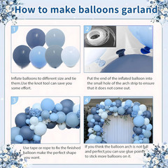 Dusty Blue Balloons Arch Kit, Double Stuffed Dark Blue Balloons Denim Light Past