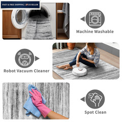 Washable Kitchen Runner Rug for Family: Easy-to-Clean 2′ x 6′ (Runner), Grey
