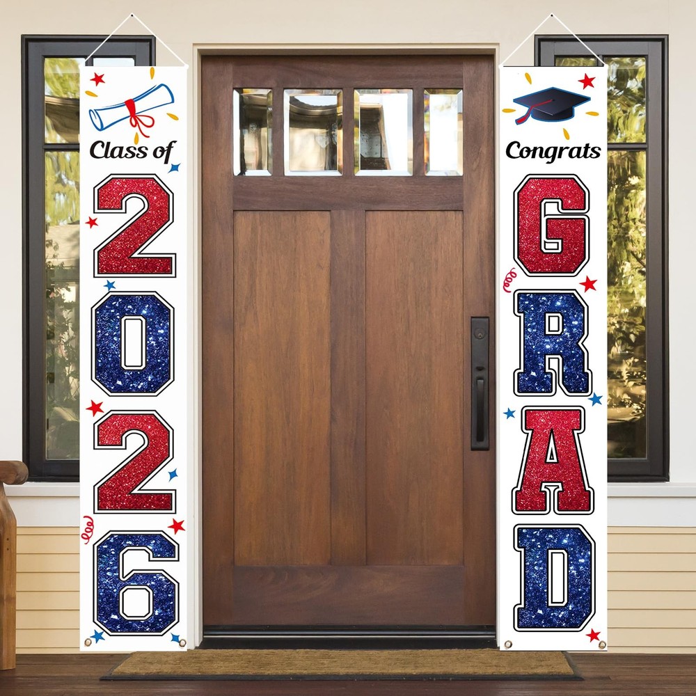 KMUYSL Graduation Decorations Class of 2026, Red & Blue Congrats Grad Banner …