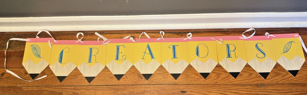 Hand Drawn Calligraphy Wood Pencil Banner Banner 8″ X 8′ Literary Teachers