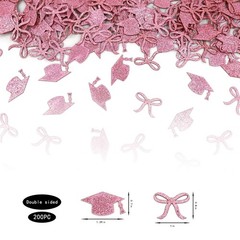 200 PCS Pink Bow Graduation Confetti Class Of 2026 Congrats Grad Table Decor