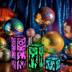 12 Pcs Disco Centerpieces – 70s Disco Ball, Dancer & Lantern Boxes for Party Dec