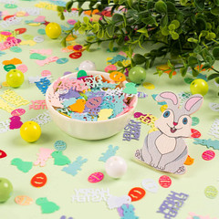 1500 PCS Easter Confetti Rabbit Egg Chicken Shape Glitter Metallic Foil Table Sc