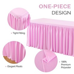 Party Talk Pink Polyester Table Clothes for 8 Foot Rectangle Tables, Wrinkle Fre