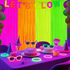 Glow in the Dark Tinsel Curtains 4 Pack – Neon Party Decorations 3.3X6.6Ft UV Re