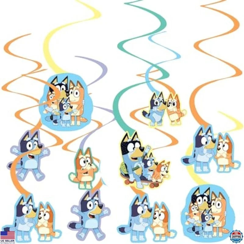 Stunning Bluey Spiral Decorations