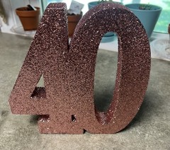 40th Birthday/Anniversary Decoration. Rose Gold Glitter.