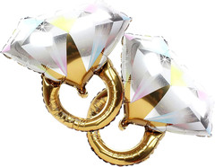 2Pcs Diamond Ring Aluminum Balloon,Wedding Bridal Shower Marriage Engagement Par
