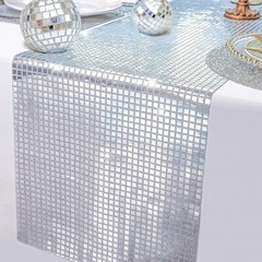 Glitter Disco Party Table Runner Mirror Silver Table Runner Disco Party Decor