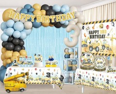 290PCS Construction Themed 3rd Birthday Party Supplies-Serves 25