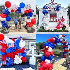 151pcs Red White and Blue Balloon Garland Arch Kit Patriotic Decorations with…