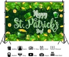 St Patrick’s Day Back Drop 7ftx5ft (2X) &Table Runner (1X) 13″ x 120″ (3 Pieces)