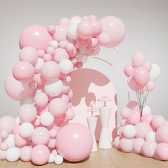 Light Pink Balloon Arch Kit, 134Pcs Pink and White Balloons