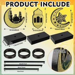 3 Pieces Ramadan Decorations Eid Mubarak Table Decor Wooden Set, Islamic Rama…
