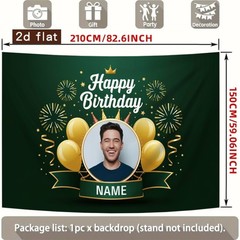 Personalized Banner Name Photo 2D Flat Birthday Banner Crown Men Party Backdrop☋