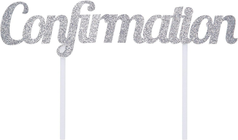 Divinity Silver Cross Religious Theme Party Decoration Cake Topper CONFIRMATION